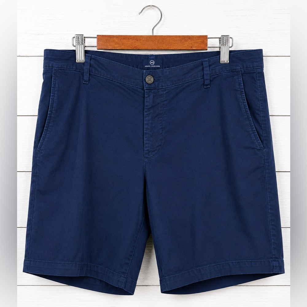 Ag Adriano Goldschmied Men’s 40x9 Wanderer Men's Navy Flat-Front Shorts
